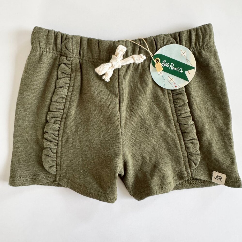 Little Road Co Ruffle Pocket Shorts | Olive Green | 3Y | NWT